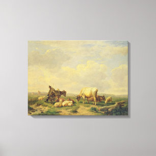 Herdsman och flock, c.1880 canvastryck