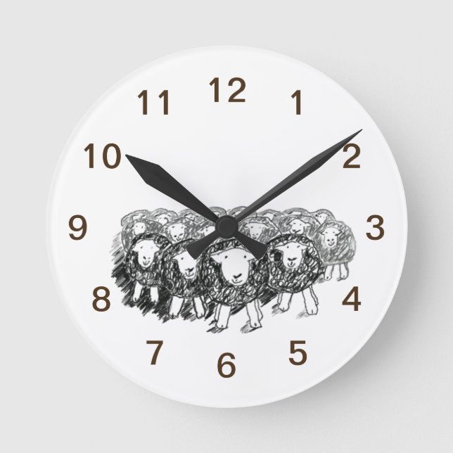 Herdwick Flock Clock Rund Klocka (Framsida)