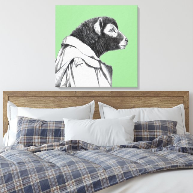 Herdwick Lamb i Trench Jacka (Moegi) Canvastryck (Insitu (sovrum))