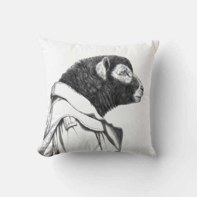 Herdwick Lamb i Trench Jacka (Snö) Kudde (Framsida)