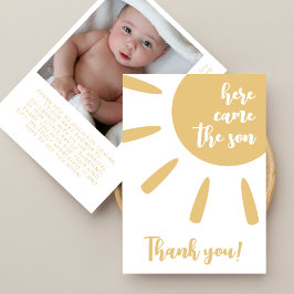 Here Came The Son Watercolor Sol Foto Baby Shower Tack Kort