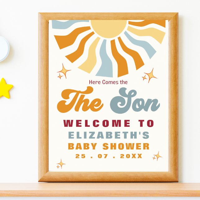Here come the son - Retro Sun Baby Shower Poster (Skapare uppladdad)