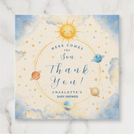 Here Comes the Son Baby Boy Shower Square Gåvor Etiketter