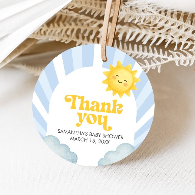 Here Comes the Son Baby Shower Gåvor Etiketter (Here Comes the Sun Baby Shower Favor Tags)