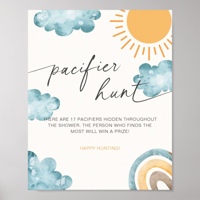 Here Comes The Son Baby Shower Pacifier Hunt Game Poster (Framsidan)