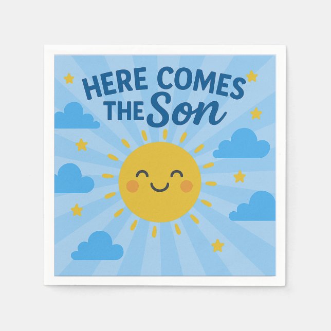 Here Comes the Son Baby Shower- Sunshine  Pappersservett (Framsidan)