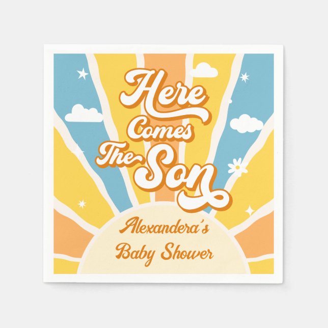 Here Comes the Son Babyfirande Pappersservett (Framsidan)