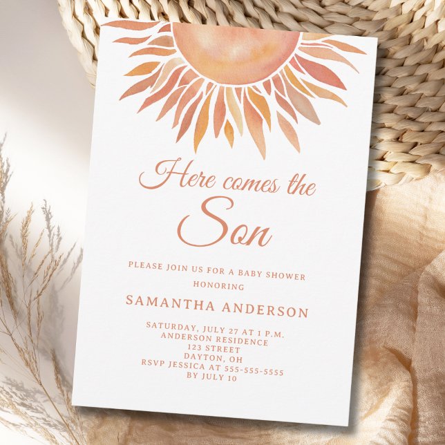 Here Comes The Son Boho Baby Shower Inbjudningar (Skapare uppladdad)
