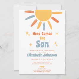 Here Comes The Son Boy Baby Shower Inbjudningar