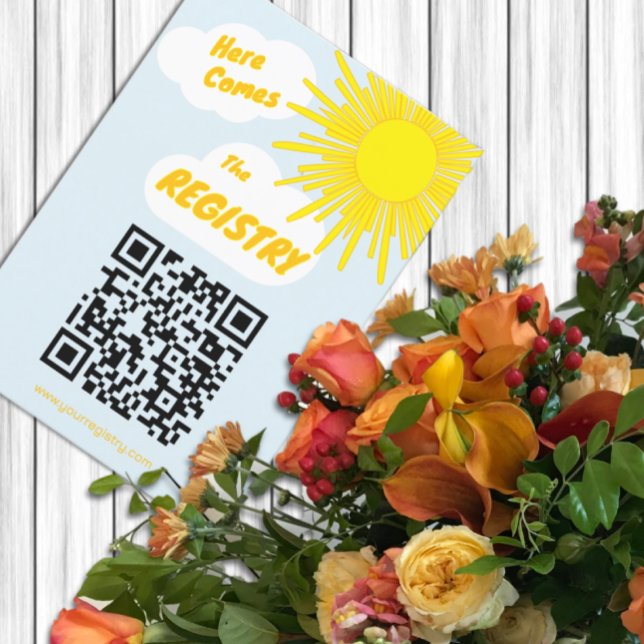 Here Comes The Son Boy Baby Shower Registry Tilläggskort (Skapare uppladdad)