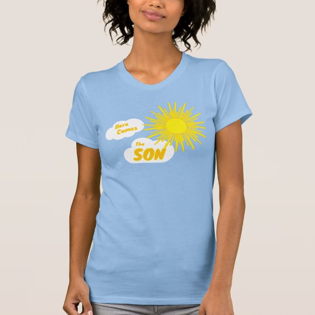 Here Comes The Son Boy Baby Shower T Shirt (Framsida)