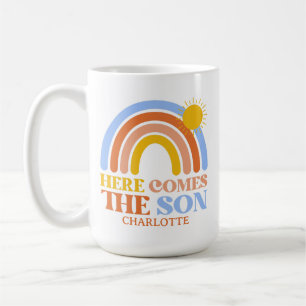 Here Comes The Son Rainbow Boy Baby Shower Kaffemugg