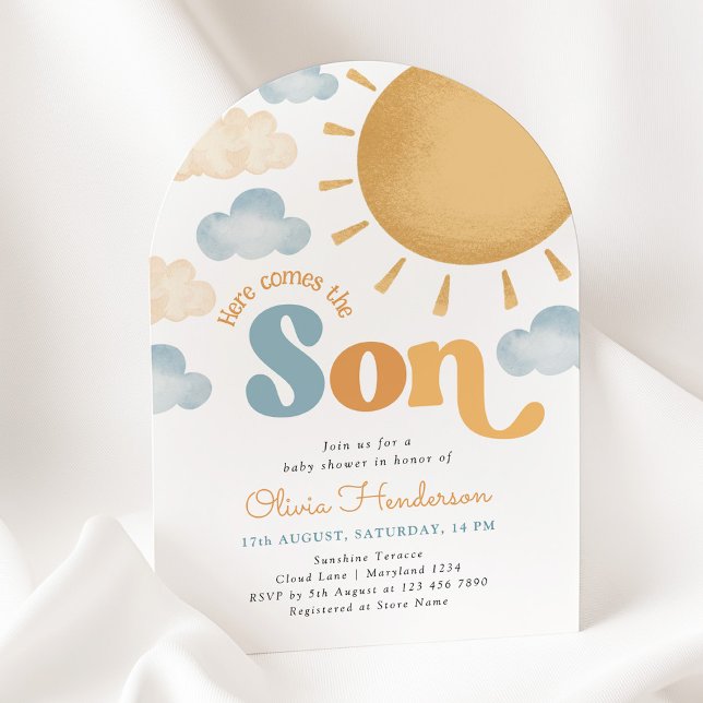 Here Comes the Son Sunshine Baby Shower Invitation Inbjudningar (Skapare uppladdad)