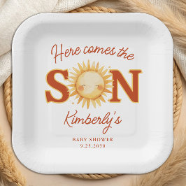 Here Comes The Son Sunshine Boho Cute Baby Shower