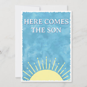 Here Comes The Son Watercolor Baby Shower Anpassad Inbjudningar