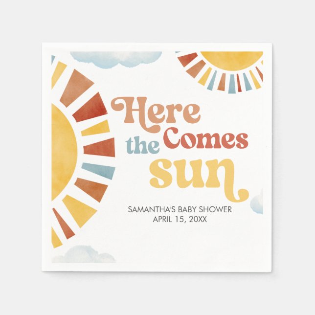 Here Comes the Sun Baby Shower Pappersservett (Framsidan)