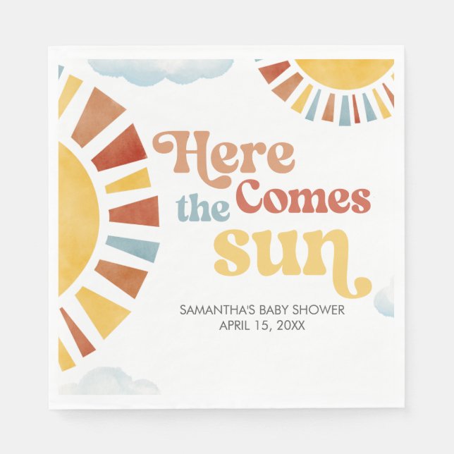 Here Comes the Sun Baby Shower Pappersservett (Framsidan)