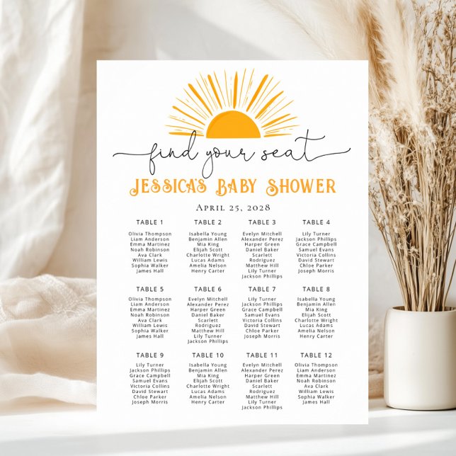Here comes the sun baby shower Seating Chart Poster (Skapare uppladdad)