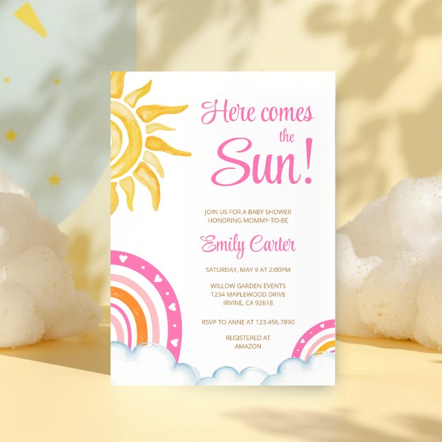 Here Comes the Sun Boho Rainbow Baby Shower Inbjudningar (Skapare uppladdad)