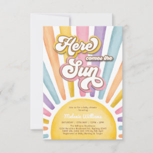 Here Comes the Sun: Boho Sunshine Girl Baby Shower Inbjudningar