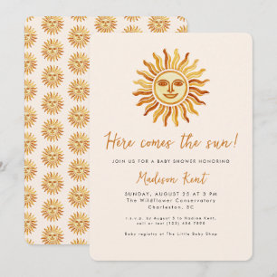 Here Comes the Sun Modern Boho Sun Baby Shower Inbjudningar