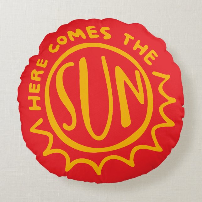 Here comes the sun rund kudde (Framsidan)