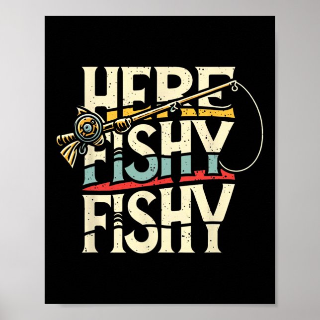 Here Fishy Funny Fish Fishing  Poster (Framsidan)