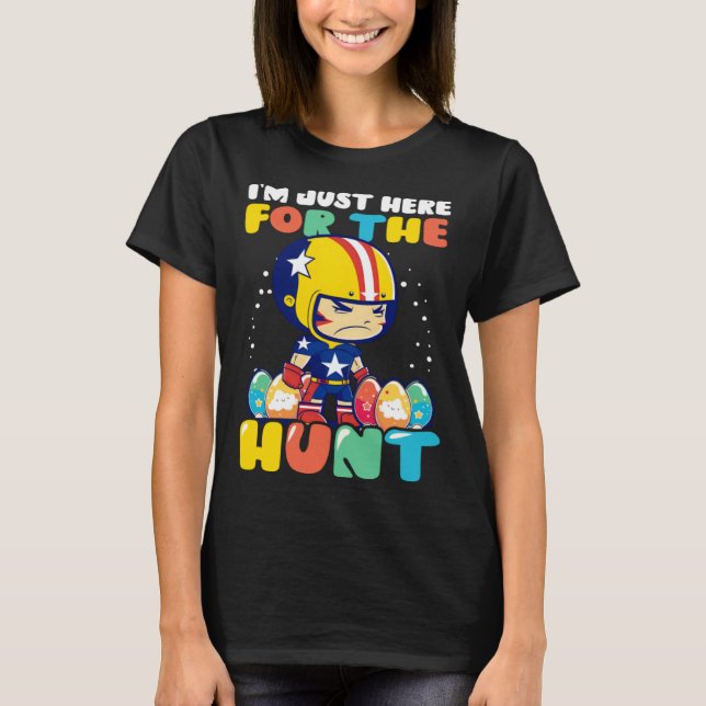 Here For Hunt Football Easter T Shirt (Framsida)