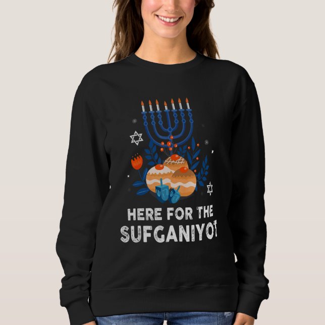Here For Sufganiyot  Hanukkah Chanukah Pajama PJs T Shirt (Framsida)