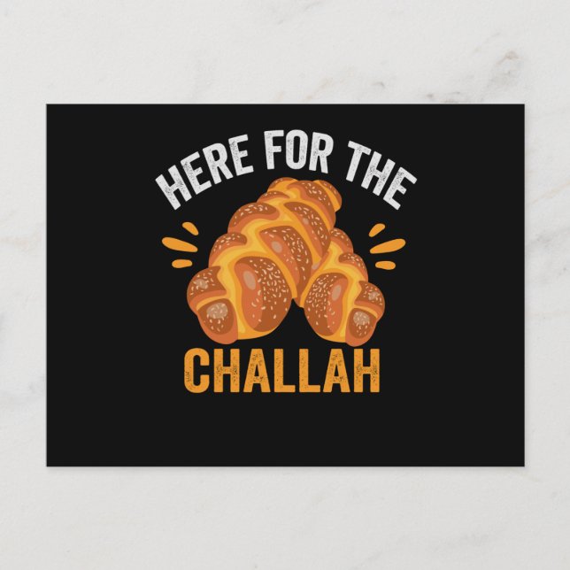 Here For the Challah Funny Jewish Hanukkah Bread Vykort (Framsida)