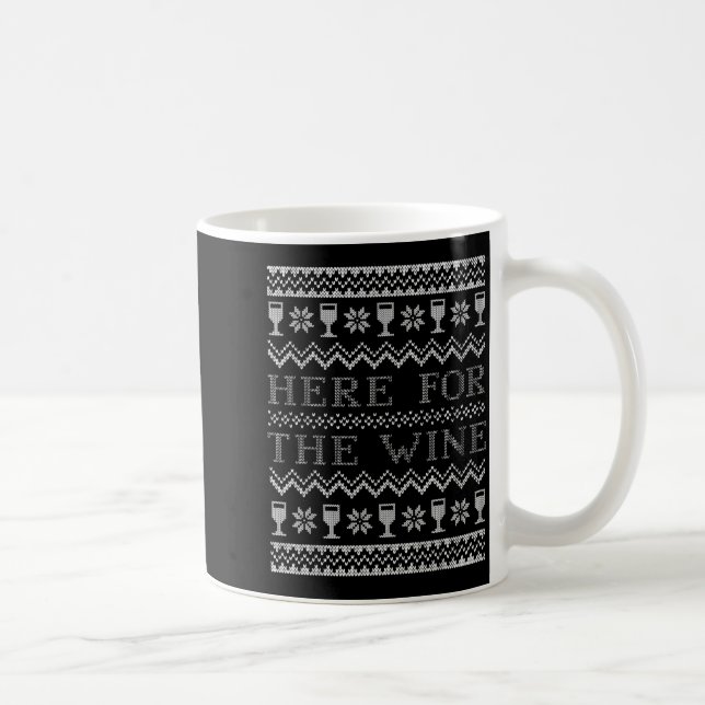 Here For The Wine Ugly Christmas Sweater Funny Chr Kaffemugg (Höger)