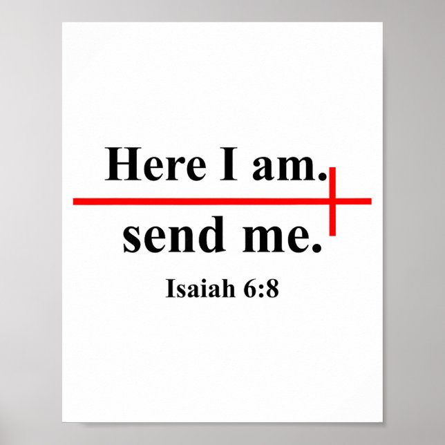 Here I Am Send Me Isaiah 6_8 Bible Verse Christian Poster (Framsidan)