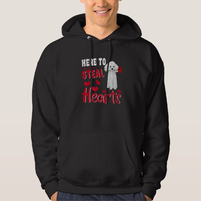 Here To Steal Hearts Funny Toy Poodle Dog Valentin Hoodie (Framsida)