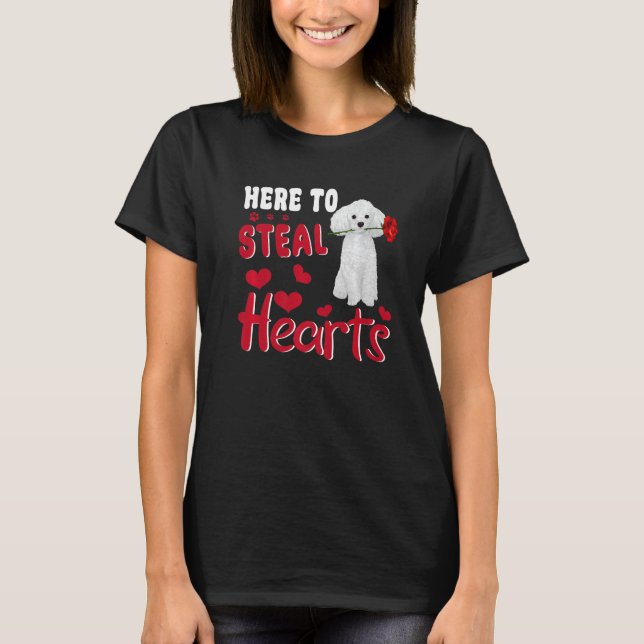 Here To Steal Hearts Funny Toy Poodle Dog Valentin T Shirt (Framsida)