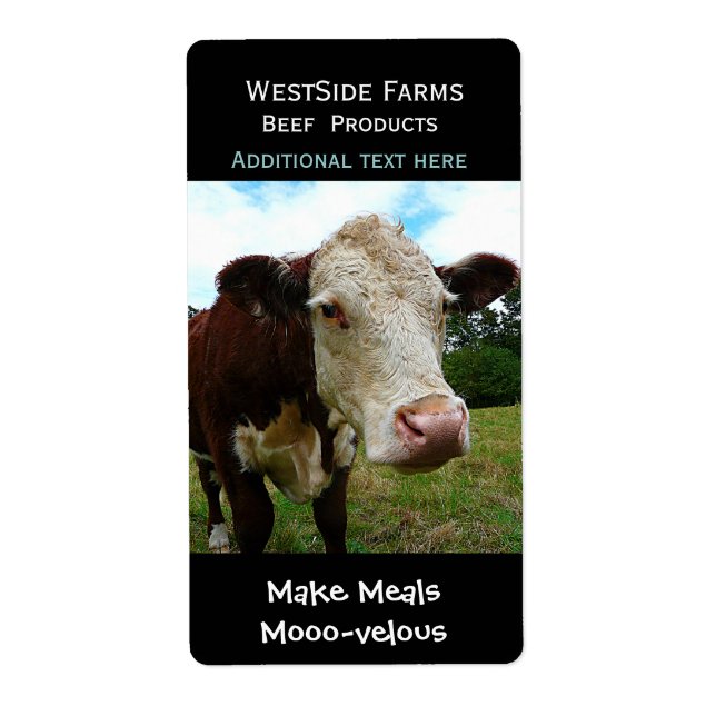 Hereford Beef Cow Dairy Product Label Sticker Fraktsedel (Framsidan)