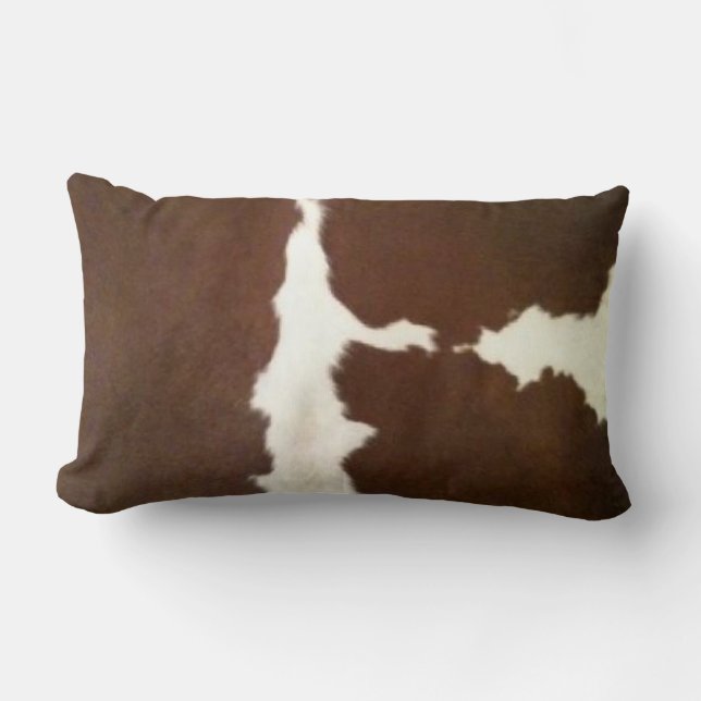 Hereford Brown och White Faux Cowhide Lumbar Lumbarkudde (Framsida)