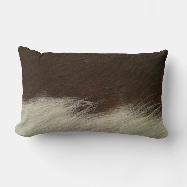 Hereford Brown och White Faux Cowhide Lumbar Lumbarkudde (Framsida)