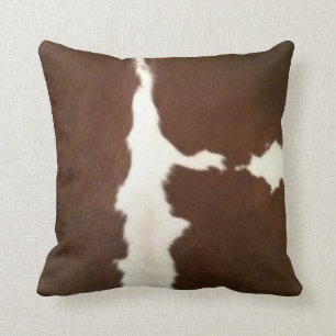 Hereford Brown och White Faux Cowhide Throw Kudde