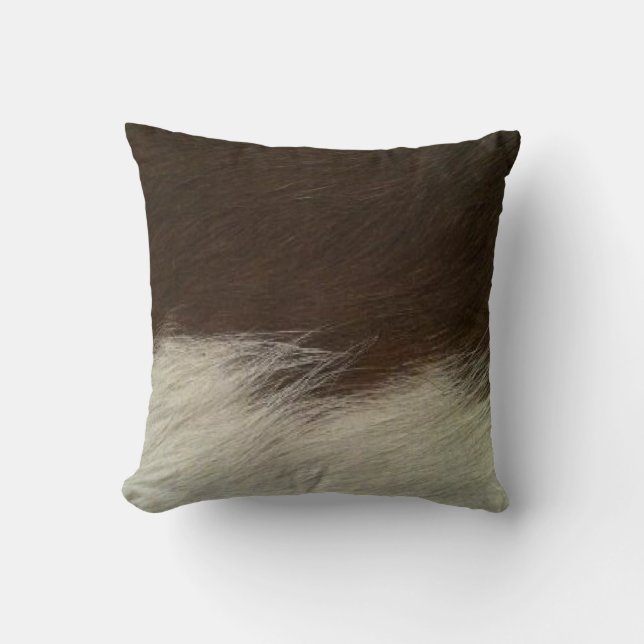 Hereford Brown och White Faux Cowhide Throw Kudde (Framsida)