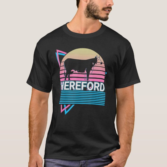 Hereford Cattle Hereford Cow Farmer Retro T Shirt (Framsida)