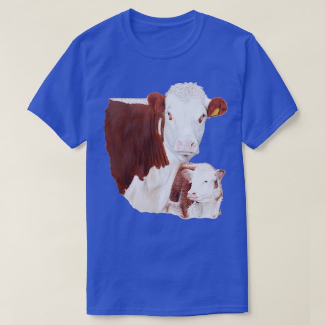 Hereford Cow med Calf Painting T Shirt (Design framsida)