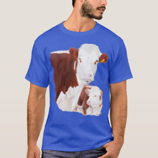 Hereford Cow med Calf Painting T Shirt