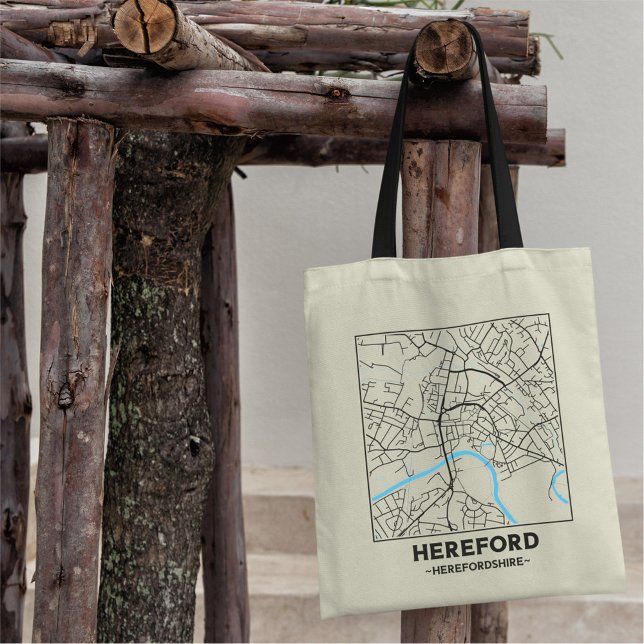 Hereford, Herefordshire City Map Tote Bag Tygkasse (Skapare uppladdad)