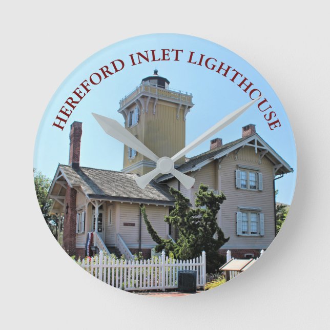 Hereford Inlet Lighthouse, New jersey Clock Rund Klocka (Framsida)