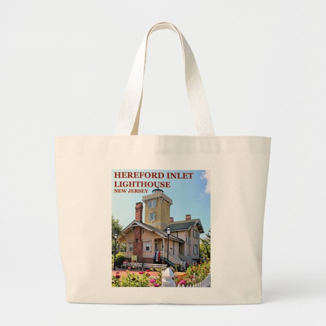 Hereford Inlet Lighthouse, New jersey Tote Bag Jumbo Tygkasse (Framsidan)