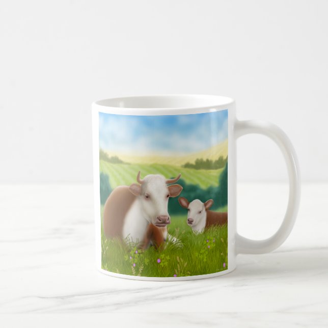 Hereford ko och kalvmugg kaffemugg (Höger)