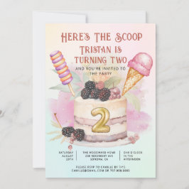 Here's The Scoop 2nd Birthday Ice Cream Party Inbjudningar