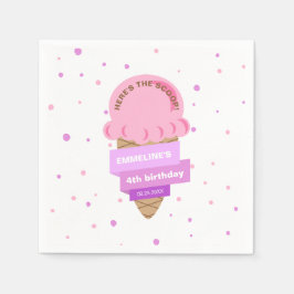 Here's The Scoop Ice Cream Sweet Pink Birthday Pappersservett