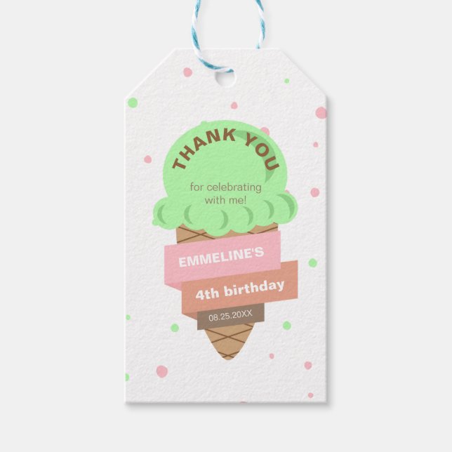 Here's The Scoop Mint Ice Cream Sweet Birthday Presentetikett (Framsidan)