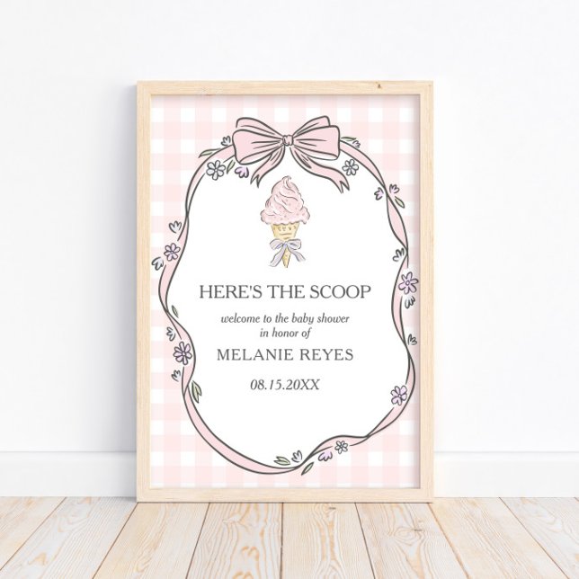 Here's the Scoop Pink Ice Cream Sundae Baby Shower Poster (Skapare uppladdad)